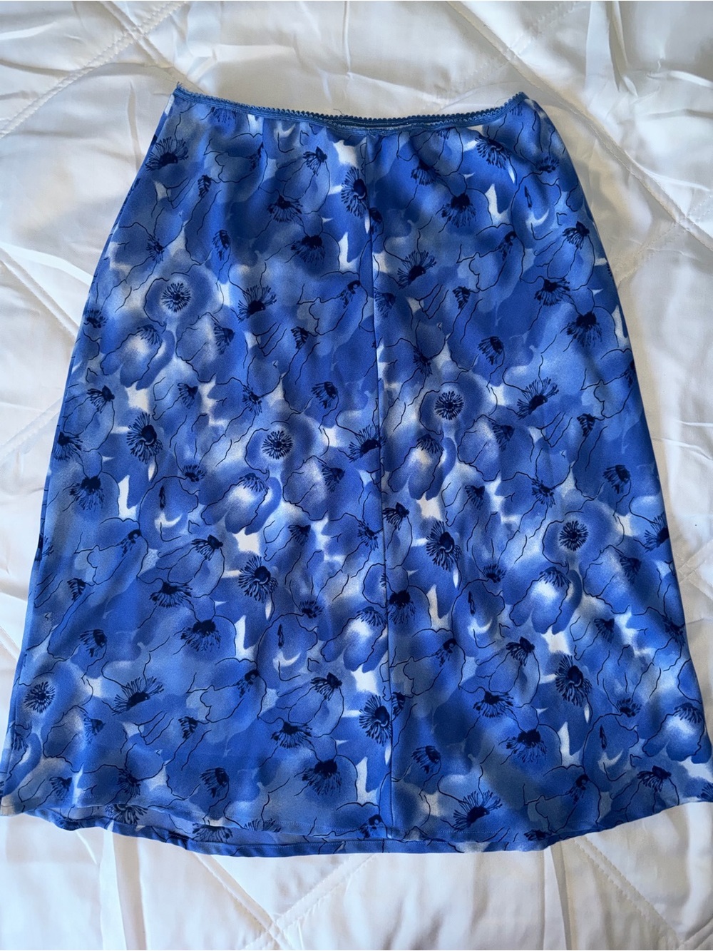 Vintage 90s Blue Floral Midi Skirt A-Line Cottagecore Y2K Size M - Picture 4 of 5
